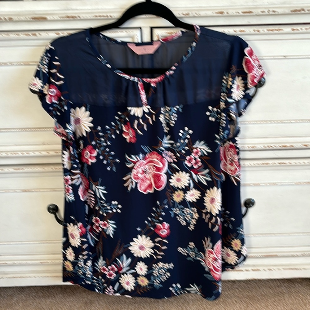 Blue floral blouse